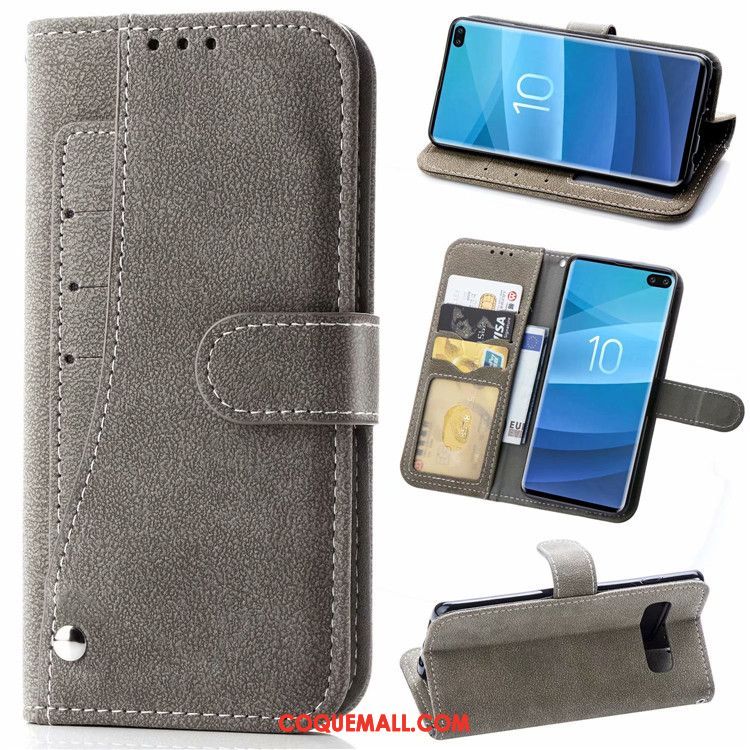 Étui Samsung Galaxy S10 En Cuir Téléphone Portable Incassable, Coque Samsung Galaxy S10 Étoile Bleu