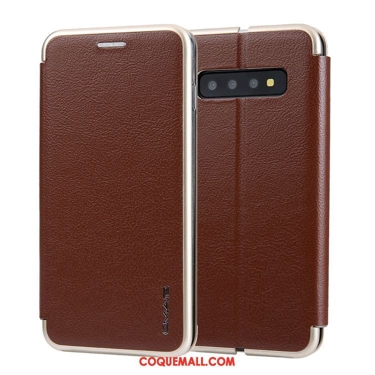 Étui Samsung Galaxy S10+ En Cuir Téléphone Portable Nouveau, Coque Samsung Galaxy S10+ Gris Fluide Doux