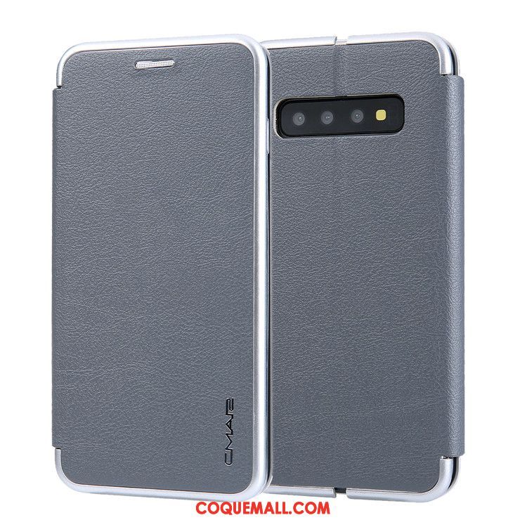 Étui Samsung Galaxy S10+ En Cuir Téléphone Portable Nouveau, Coque Samsung Galaxy S10+ Gris Fluide Doux