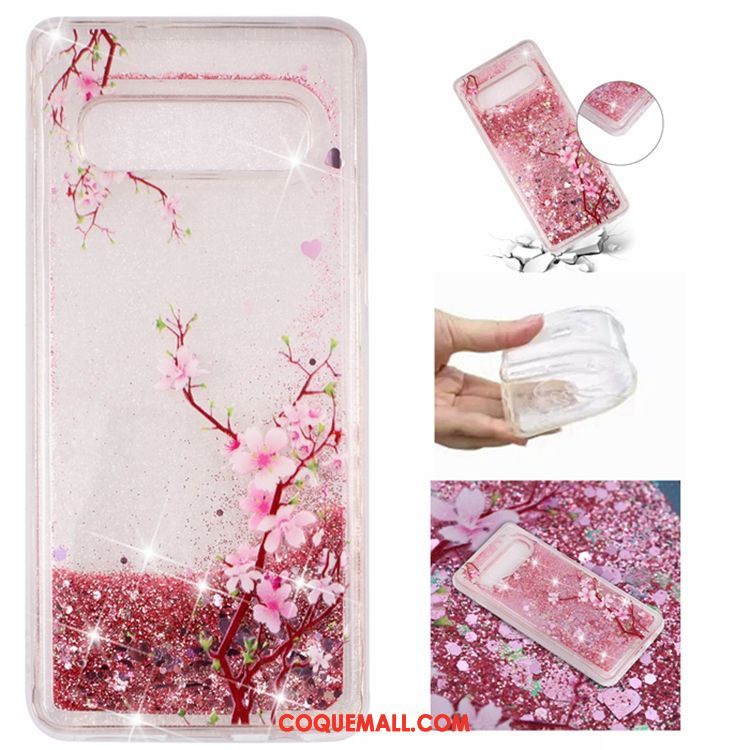 Étui Samsung Galaxy S10 Fluide Doux Étoile Quicksand, Coque Samsung Galaxy S10 Téléphone Portable Liquide