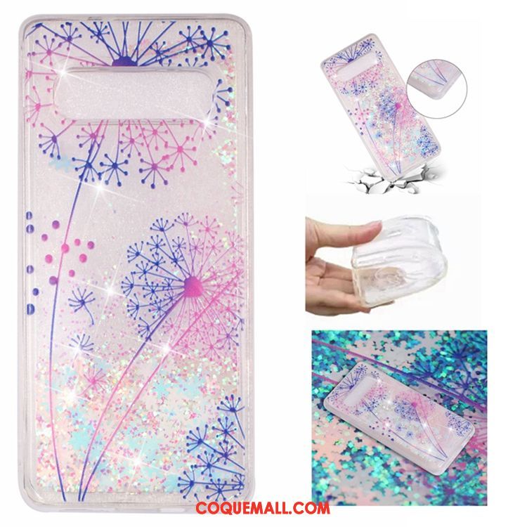 Étui Samsung Galaxy S10 Fluide Doux Étoile Quicksand, Coque Samsung Galaxy S10 Téléphone Portable Liquide