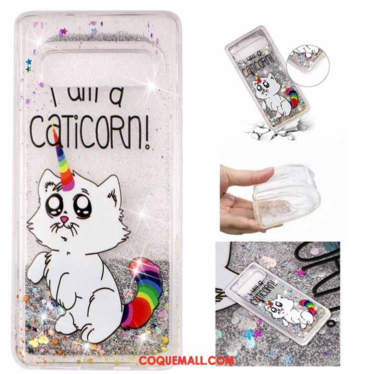 Étui Samsung Galaxy S10 Fluide Doux Étoile Quicksand, Coque Samsung Galaxy S10 Téléphone Portable Liquide