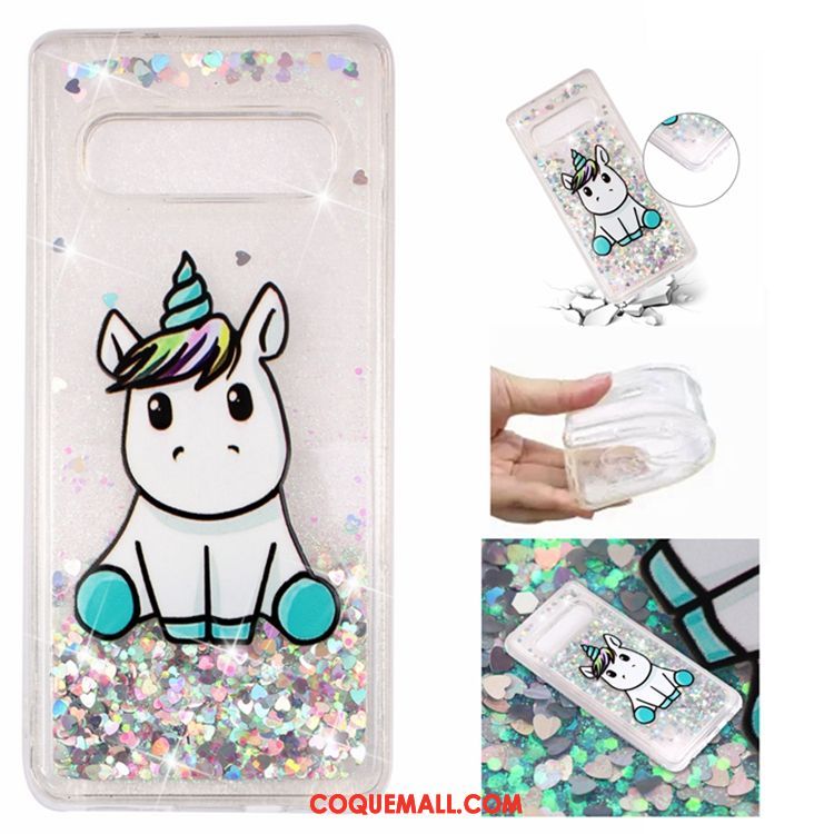 Étui Samsung Galaxy S10 Fluide Doux Étoile Quicksand, Coque Samsung Galaxy S10 Téléphone Portable Liquide