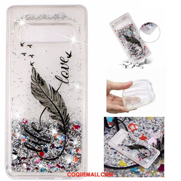 Étui Samsung Galaxy S10 Fluide Doux Étoile Quicksand, Coque Samsung Galaxy S10 Téléphone Portable Liquide