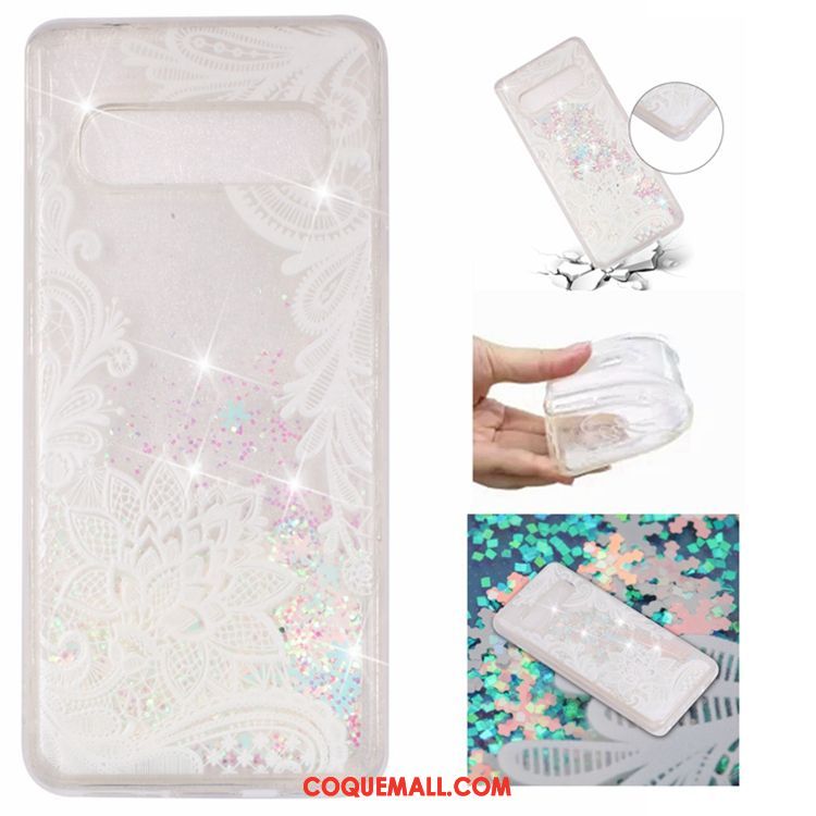 Étui Samsung Galaxy S10 Fluide Doux Étoile Quicksand, Coque Samsung Galaxy S10 Téléphone Portable Liquide