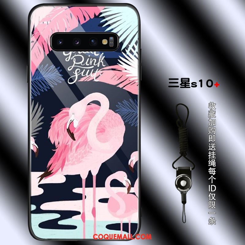 Étui Samsung Galaxy S10+ Incassable Téléphone Portable Net Rouge, Coque Samsung Galaxy S10+ Verre Tendance