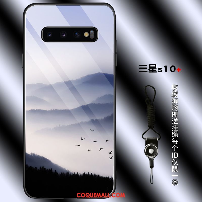 Étui Samsung Galaxy S10+ Incassable Téléphone Portable Net Rouge, Coque Samsung Galaxy S10+ Verre Tendance