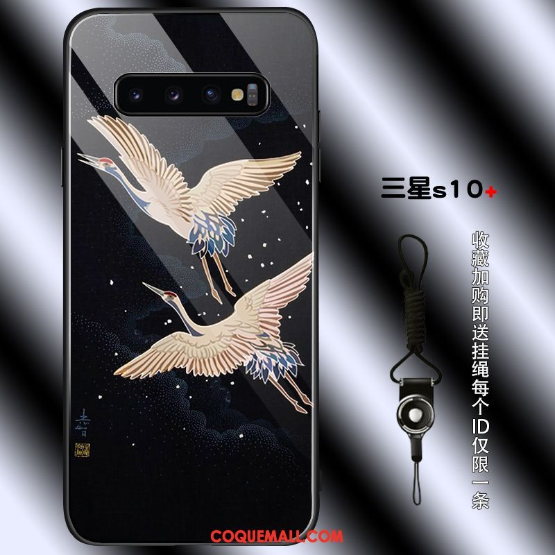 Étui Samsung Galaxy S10+ Incassable Téléphone Portable Net Rouge, Coque Samsung Galaxy S10+ Verre Tendance