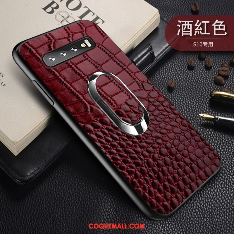 Étui Samsung Galaxy S10 Magnétisme Étoile À Bord, Coque Samsung Galaxy S10 Noir Protection