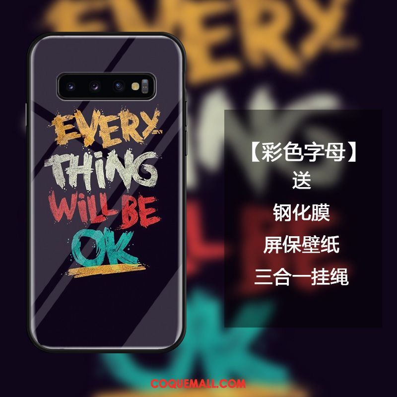 Étui Samsung Galaxy S10+ Marque De Tendance Étoile Protection, Coque Samsung Galaxy S10+ Lettre Ornements Suspendus