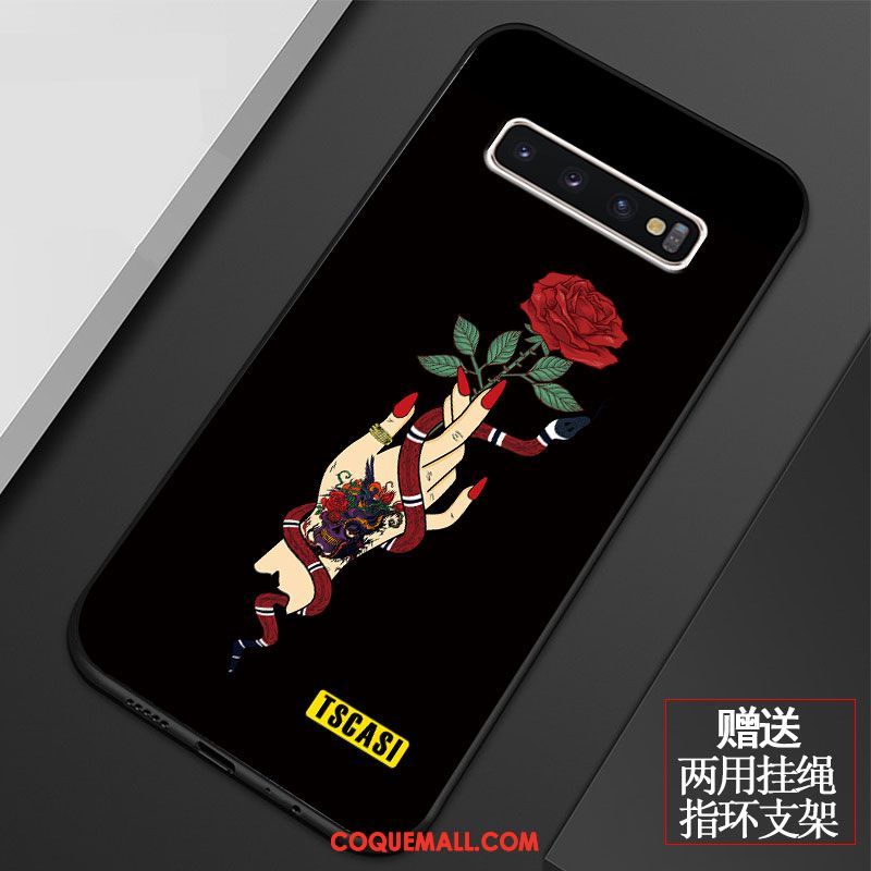 Étui Samsung Galaxy S10+ Noir Fluide Doux Étoile, Coque Samsung Galaxy S10+ Personnalité Silicone