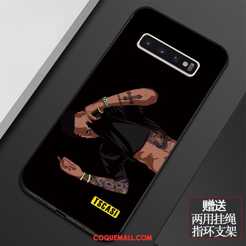 Étui Samsung Galaxy S10+ Noir Fluide Doux Étoile, Coque Samsung Galaxy S10+ Personnalité Silicone