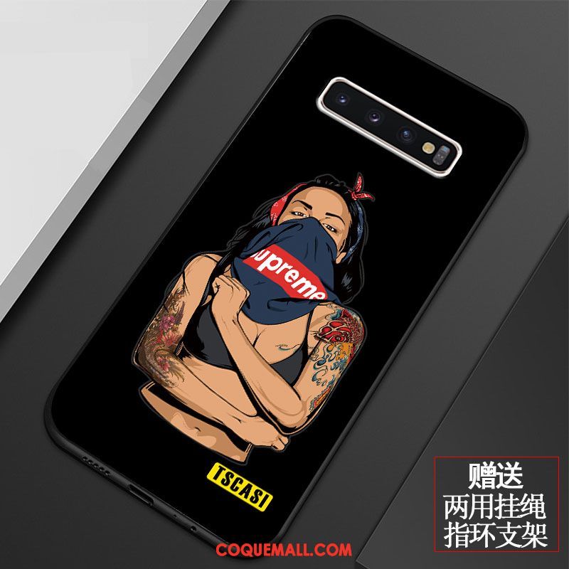 Étui Samsung Galaxy S10+ Noir Fluide Doux Étoile, Coque Samsung Galaxy S10+ Personnalité Silicone