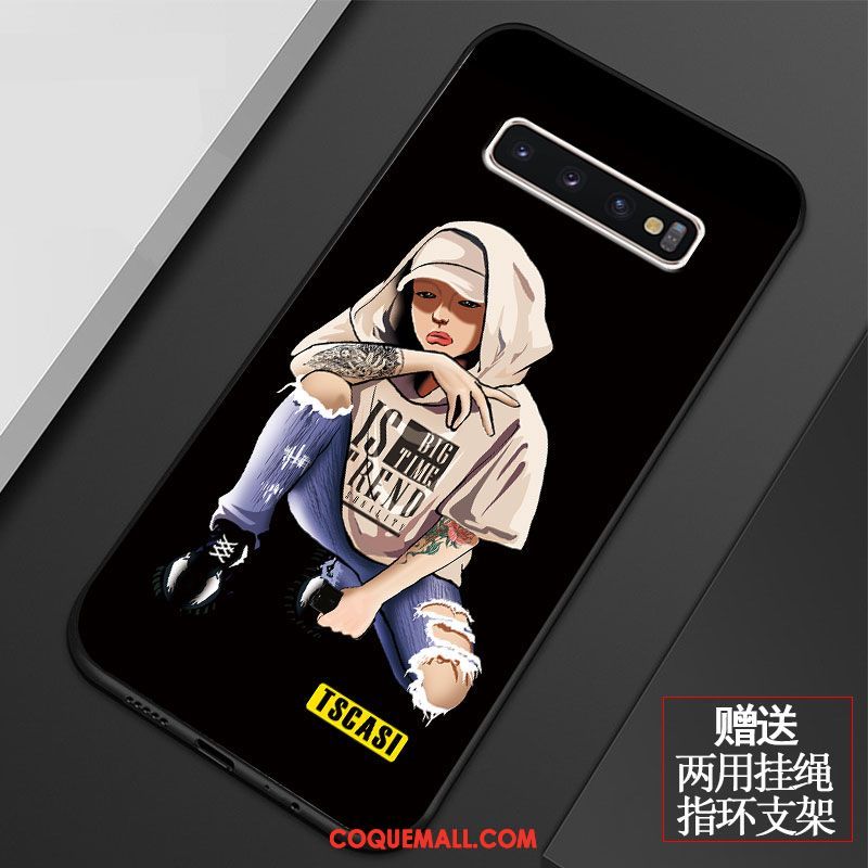 Étui Samsung Galaxy S10+ Noir Fluide Doux Étoile, Coque Samsung Galaxy S10+ Personnalité Silicone