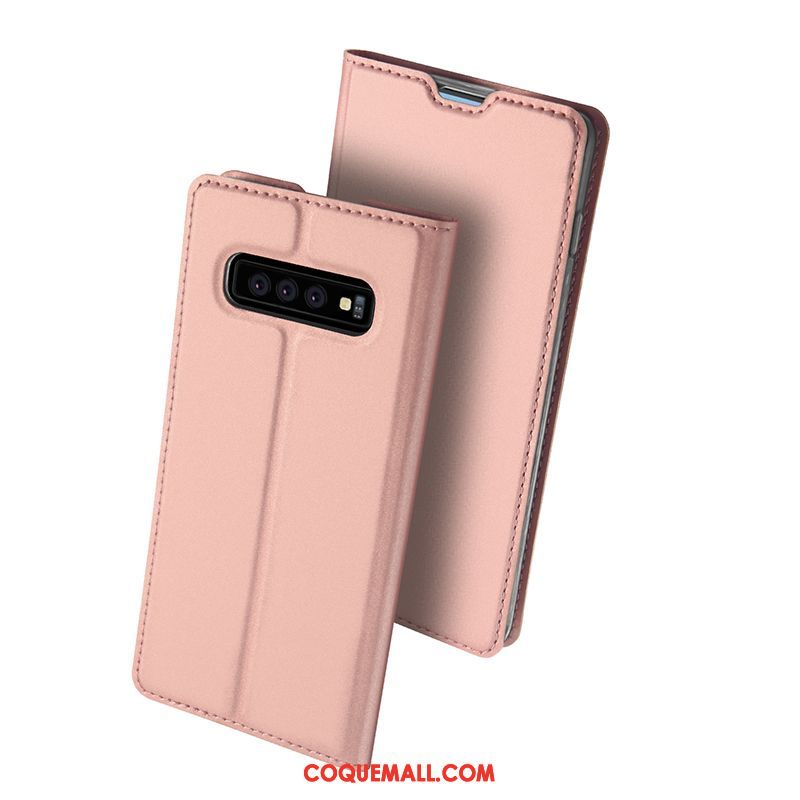 Étui Samsung Galaxy S10+ Or Portefeuille En Cuir, Coque Samsung Galaxy S10+ Étoile Protection