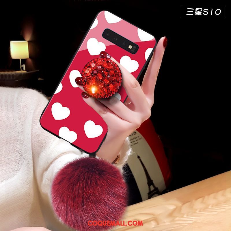 Étui Samsung Galaxy S10 Pompon Rouge Net Rouge, Coque Samsung Galaxy S10 Téléphone Portable Protection