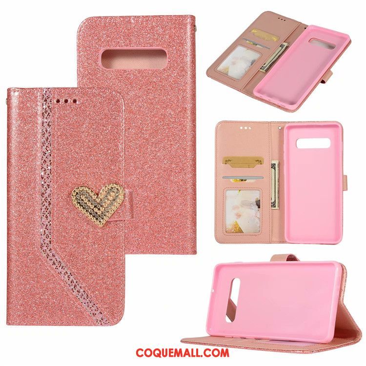 Étui Samsung Galaxy S10 Rose Amour Nouveau, Coque Samsung Galaxy S10 Carte Téléphone Portable