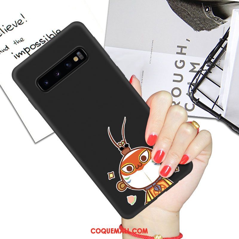 Étui Samsung Galaxy S10+ Tendance Dessin Animé Incassable, Coque Samsung Galaxy S10+ Téléphone Portable Noir