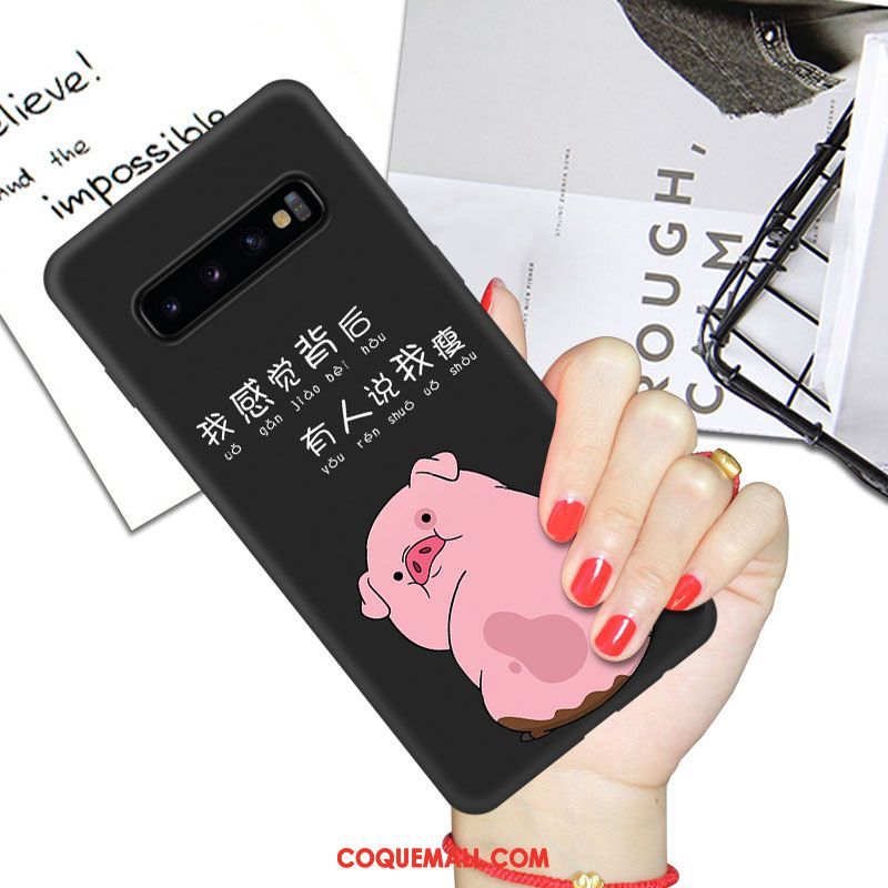 Étui Samsung Galaxy S10+ Tendance Dessin Animé Incassable, Coque Samsung Galaxy S10+ Téléphone Portable Noir