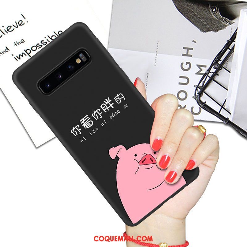 Étui Samsung Galaxy S10+ Tendance Dessin Animé Incassable, Coque Samsung Galaxy S10+ Téléphone Portable Noir