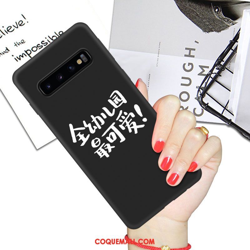 Étui Samsung Galaxy S10+ Tendance Dessin Animé Incassable, Coque Samsung Galaxy S10+ Téléphone Portable Noir