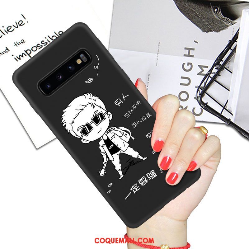 Étui Samsung Galaxy S10+ Tendance Dessin Animé Incassable, Coque Samsung Galaxy S10+ Téléphone Portable Noir