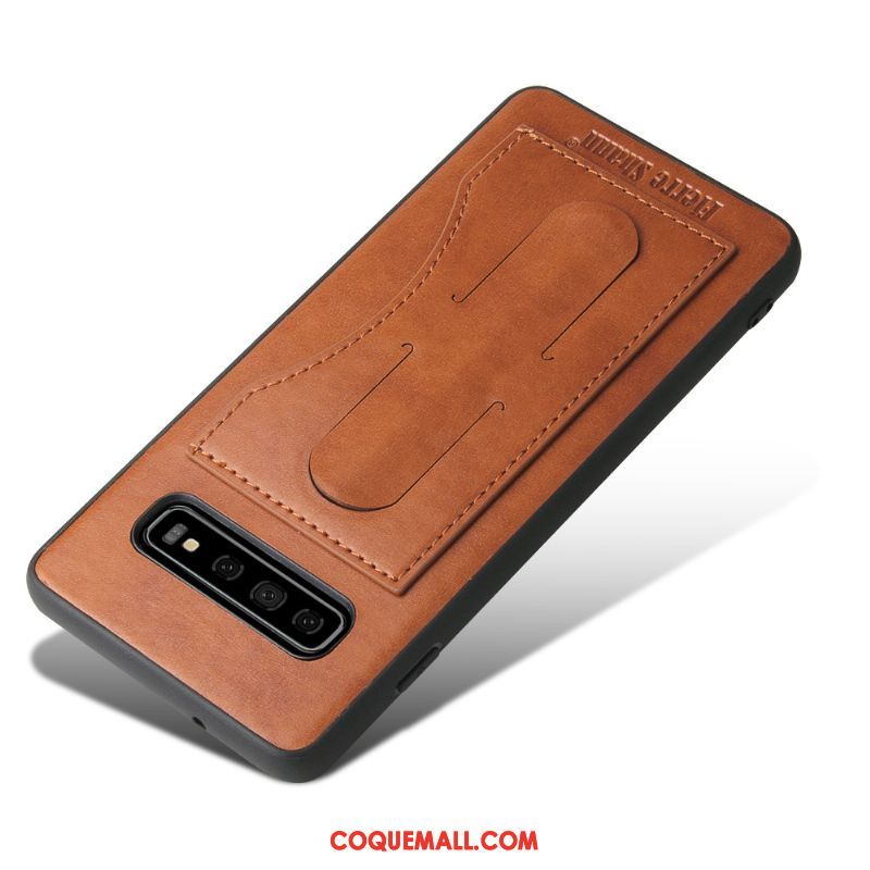 Étui Samsung Galaxy S10 Téléphone Portable Foncé Invisible, Coque Samsung Galaxy S10 Étoile En Cuir Braun