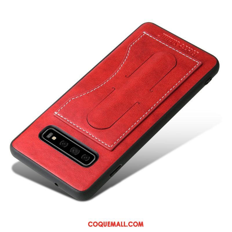 Étui Samsung Galaxy S10 Téléphone Portable Foncé Invisible, Coque Samsung Galaxy S10 Étoile En Cuir Braun