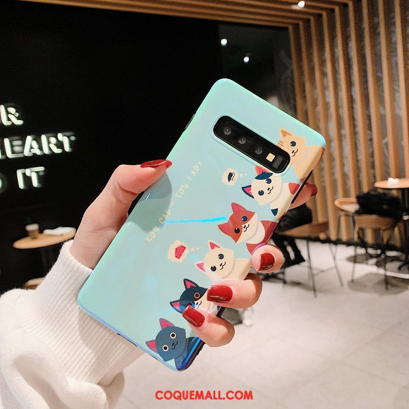 Étui Samsung Galaxy S10 Téléphone Portable Silicone Étoile, Coque Samsung Galaxy S10 Bleu Chat