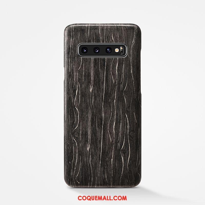 Étui Samsung Galaxy S10+ Téléphone Portable Simple Bois, Coque Samsung Galaxy S10+ Protection Couvercle Arrière Braun