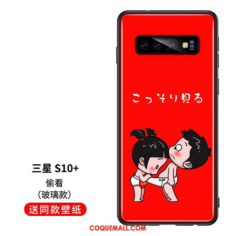 Étui Samsung Galaxy S10+ Téléphone Portable Tout Compris Verre, Coque Samsung Galaxy S10+ Amoureux Fluide Doux