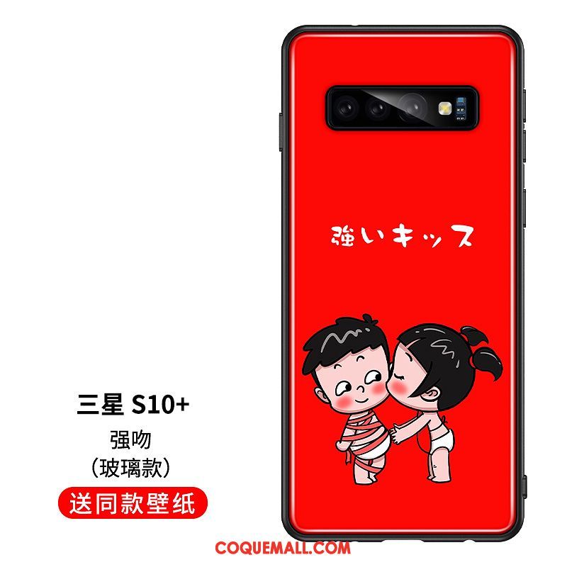 Étui Samsung Galaxy S10+ Téléphone Portable Tout Compris Verre, Coque Samsung Galaxy S10+ Amoureux Fluide Doux