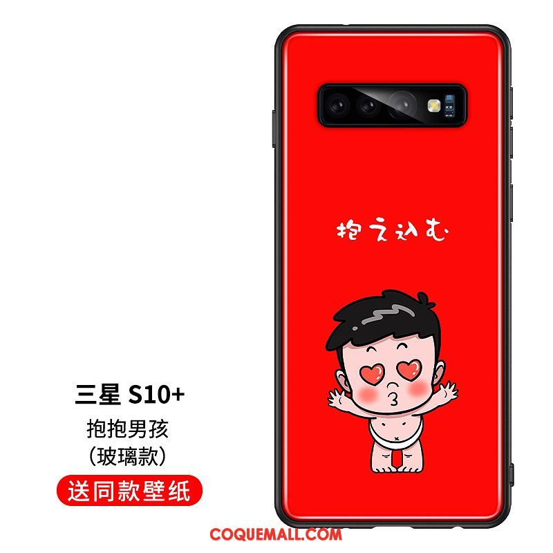 Étui Samsung Galaxy S10+ Téléphone Portable Tout Compris Verre, Coque Samsung Galaxy S10+ Amoureux Fluide Doux