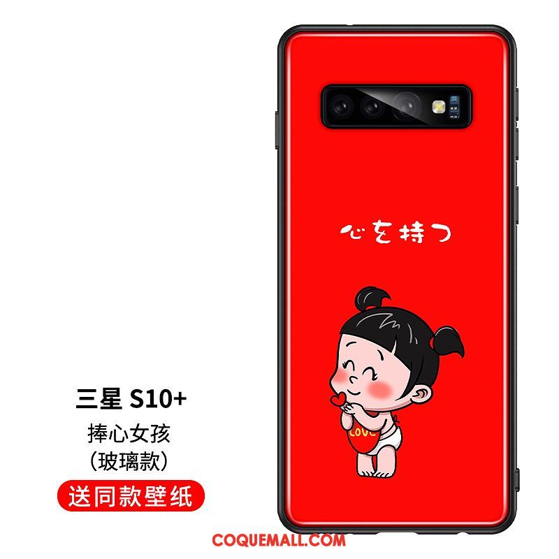 Étui Samsung Galaxy S10+ Téléphone Portable Tout Compris Verre, Coque Samsung Galaxy S10+ Amoureux Fluide Doux