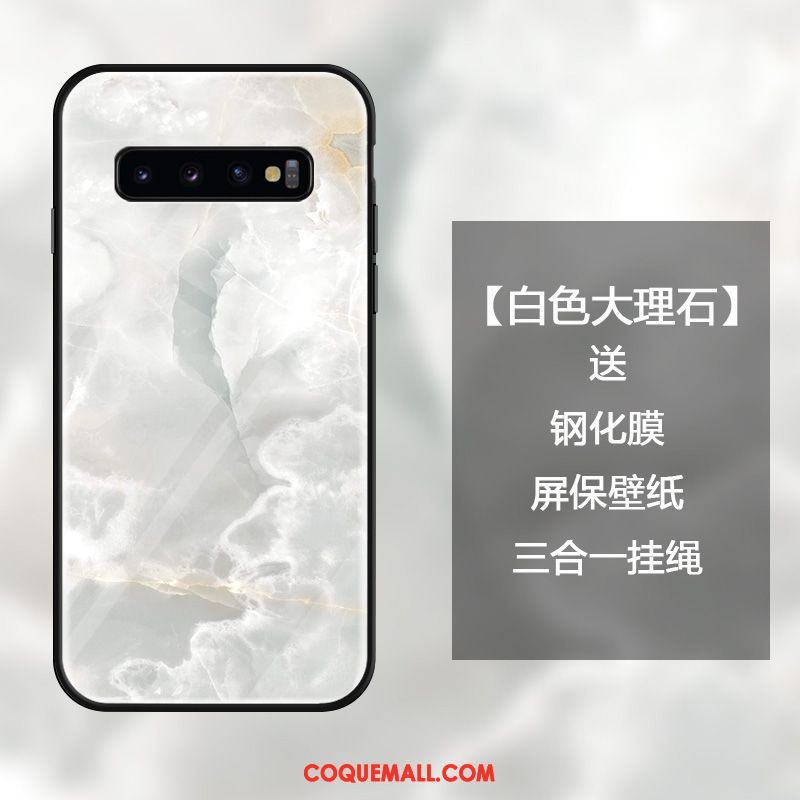 Étui Samsung Galaxy S10 Vert Tendance Blanc, Coque Samsung Galaxy S10 Protection Ornements Suspendus