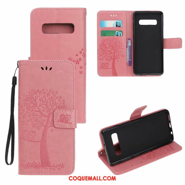 Étui Samsung Galaxy S10 Étoile Rouge En Cuir, Coque Samsung Galaxy S10 Téléphone Portable Arbres