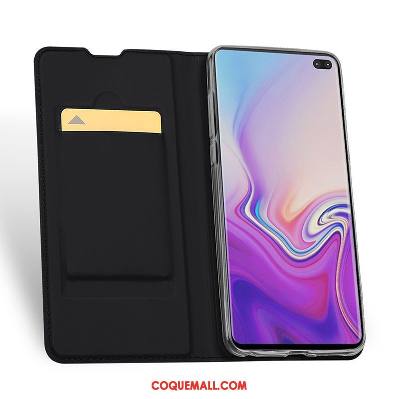 Étui Samsung Galaxy S10 Étoile Téléphone Portable Noir, Coque Samsung Galaxy S10 Protection Cuir Véritable