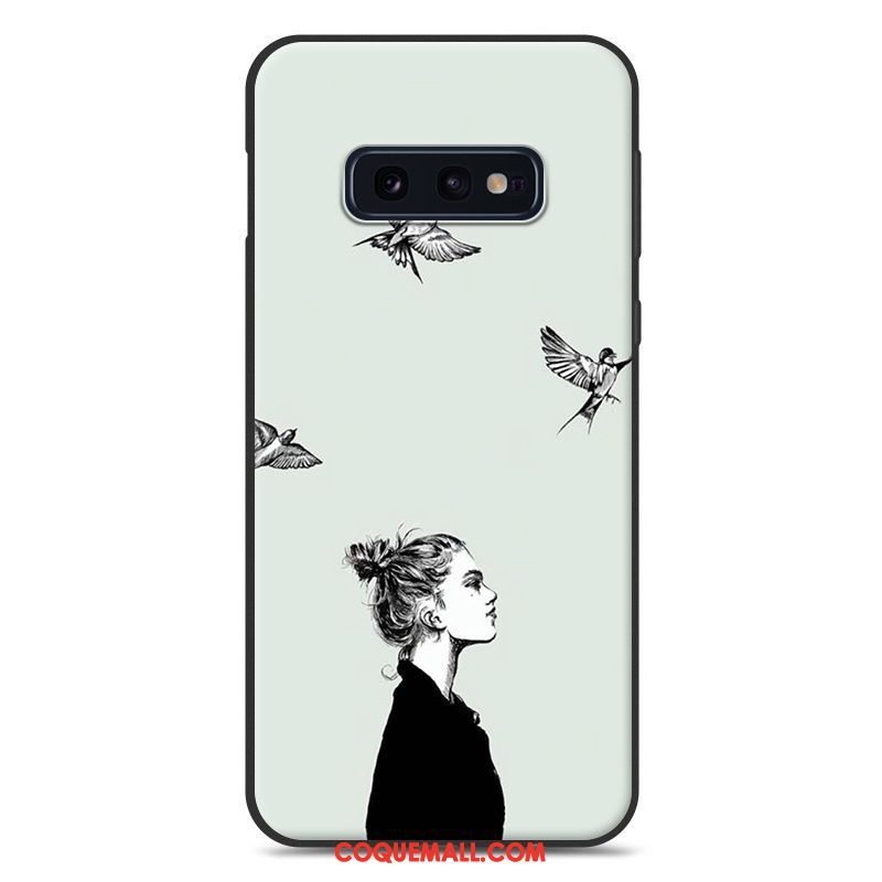 Étui Samsung Galaxy S10e Blanc Ornements Suspendus Fluide Doux, Coque Samsung Galaxy S10e Silicone Téléphone Portable