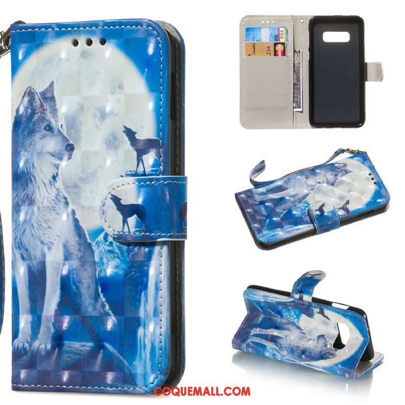 Étui Samsung Galaxy S10e En Cuir Protection Peinture, Coque Samsung Galaxy S10e Carte Bleu
