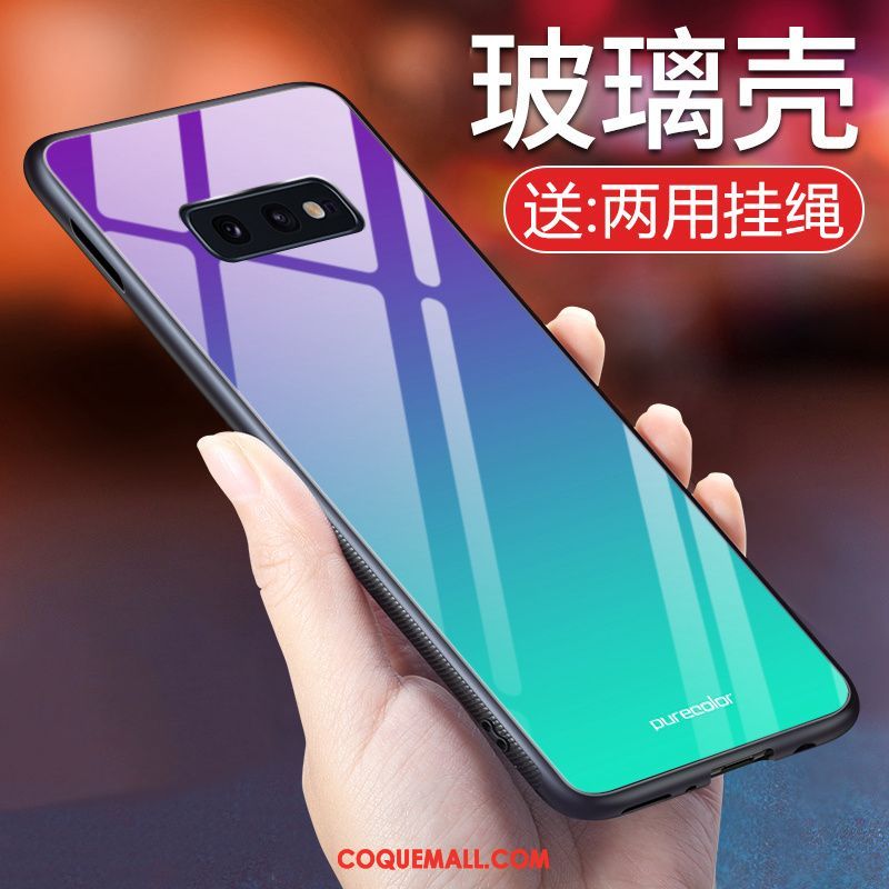 Étui Samsung Galaxy S10e Fluide Doux Simple Miroir, Coque Samsung Galaxy S10e Verre Trempé Silicone