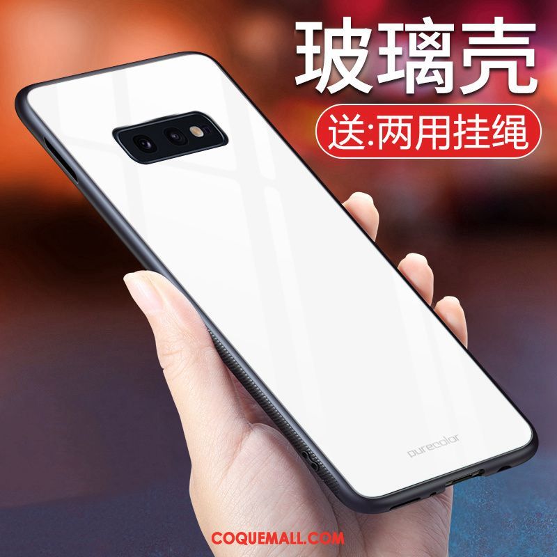 Étui Samsung Galaxy S10e Fluide Doux Simple Miroir, Coque Samsung Galaxy S10e Verre Trempé Silicone