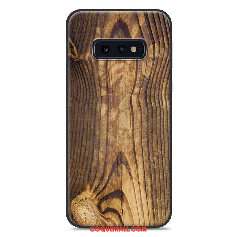 Étui Samsung Galaxy S10e Grain De Bois Personnalité Incassable, Coque Samsung Galaxy S10e Net Rouge Tout Compris