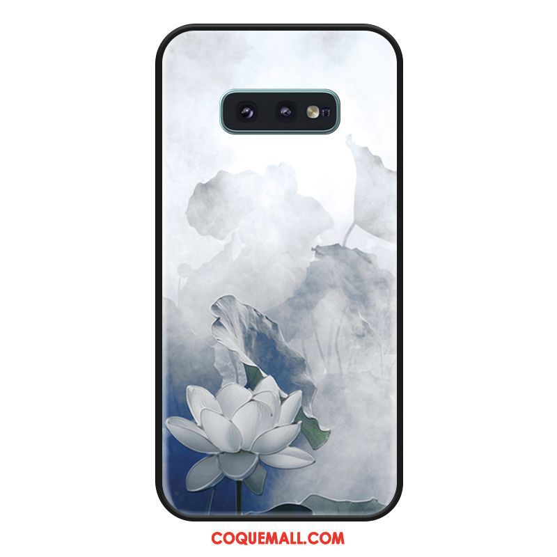 Étui Samsung Galaxy S10e Ornements Suspendus Style Chinois Blanc, Coque Samsung Galaxy S10e Noir Protection