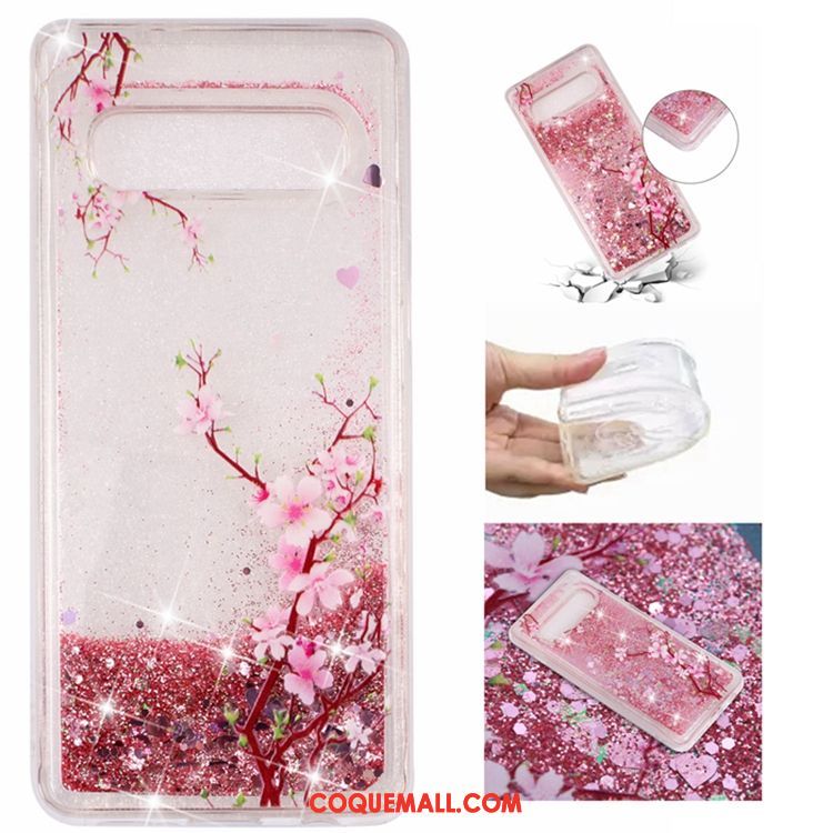 Étui Samsung Galaxy S10e Téléphone Portable Quicksand Fluide Doux, Coque Samsung Galaxy S10e Liquide Bleu