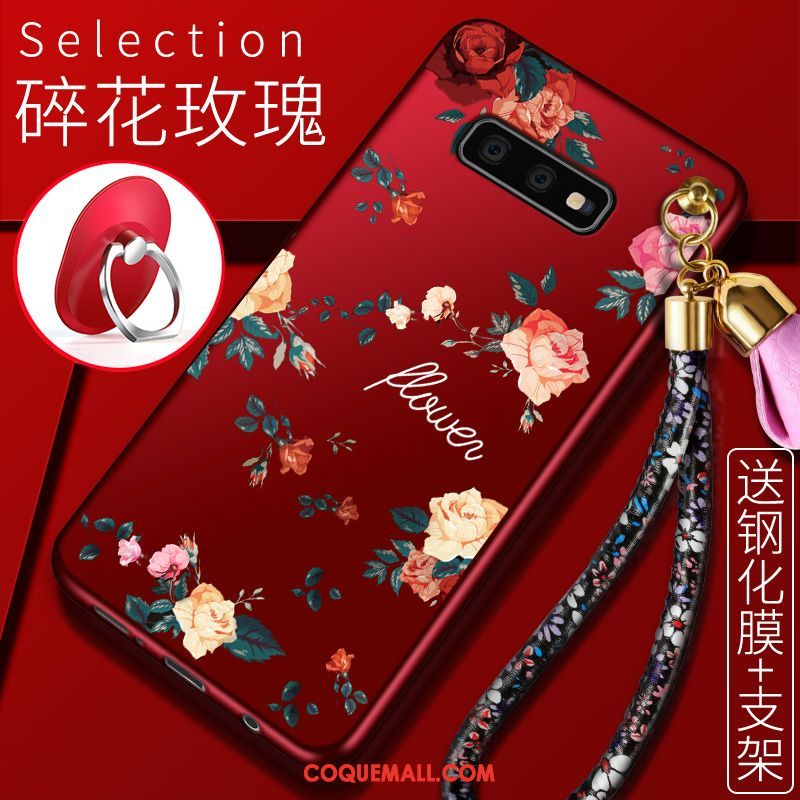 Étui Samsung Galaxy S10e Étoile Fluide Doux Rouge, Coque Samsung Galaxy S10e Téléphone Portable