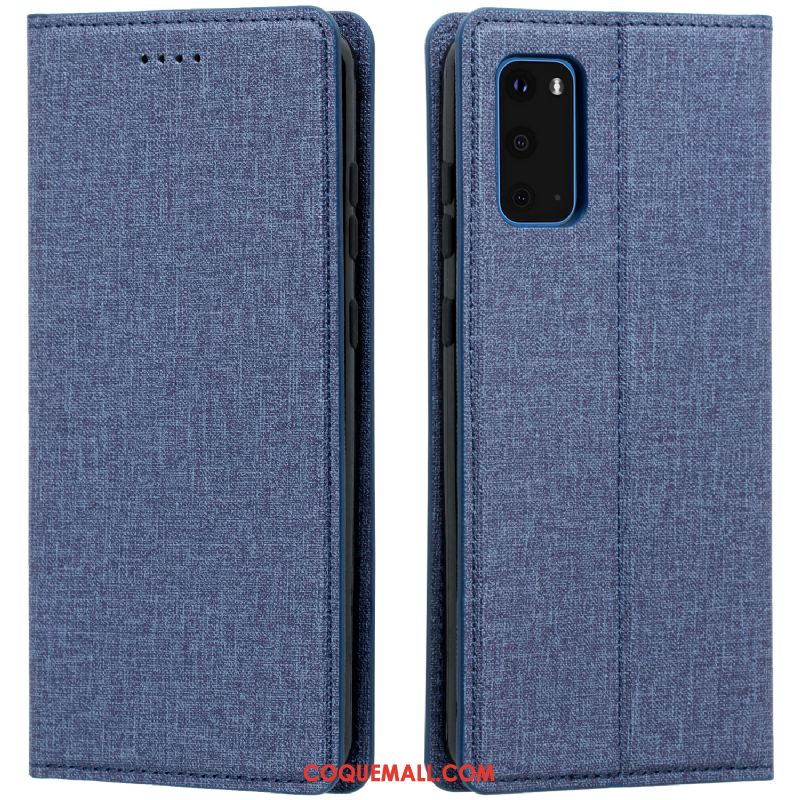 Étui Samsung Galaxy S20 Créatif Étoile En Cuir, Coque Samsung Galaxy S20 Modèle Fleurie Bleu