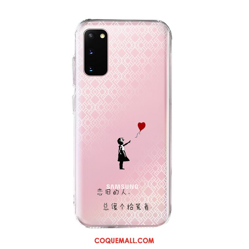 Étui Samsung Galaxy S20 Transparent Protection Rose, Coque Samsung Galaxy S20 Silicone Dessin Animé