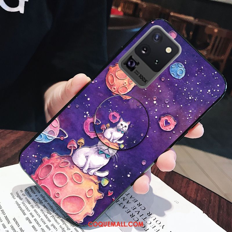 Étui Samsung Galaxy S20 Ultra Ethnique Animal Violet, Coque Samsung Galaxy S20 Ultra Chat Incassable