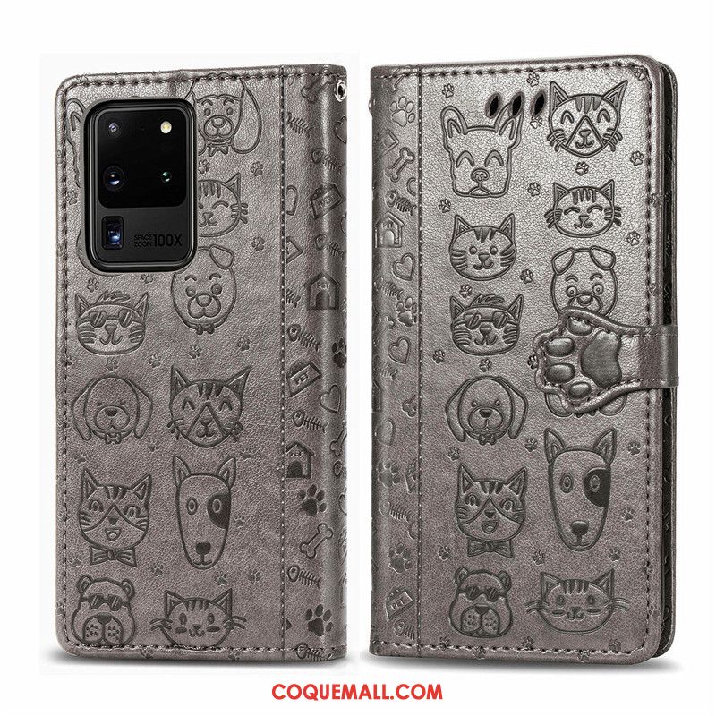 Étui Samsung Galaxy S20 Ultra Similicuir Incassable Charmant, Coque Samsung Galaxy S20 Ultra Dessin Animé Protection