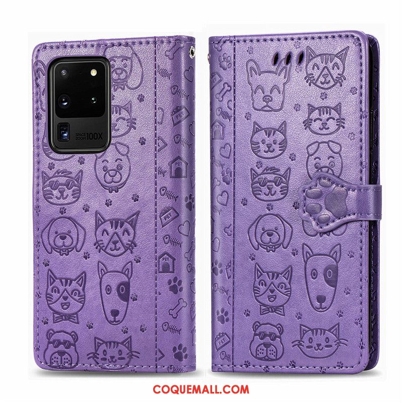 Étui Samsung Galaxy S20 Ultra Similicuir Incassable Charmant, Coque Samsung Galaxy S20 Ultra Dessin Animé Protection